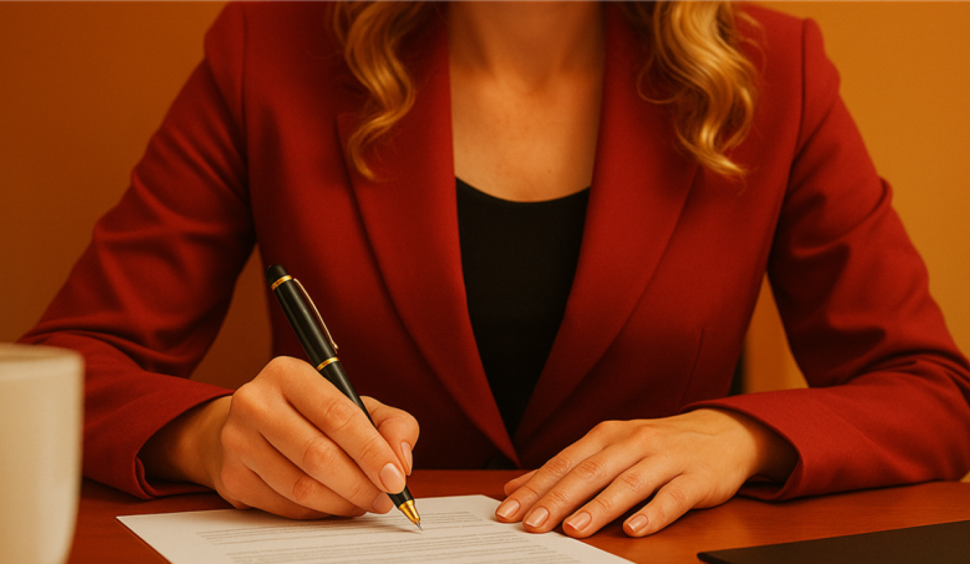 Profissional jurídica trabalhando com documentos
